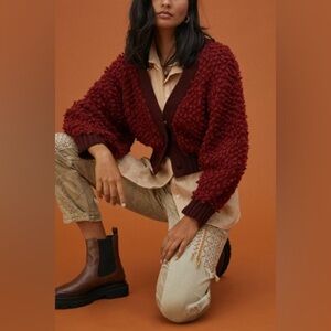 Cecilia Prado raspberry cozy textured cardigan sz xl